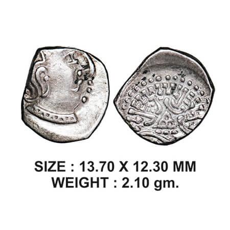 Traikutakas, Dharasena (c. 300-350 AD), Silver Drachma, 2.10g, Obv: Profile bust of king f