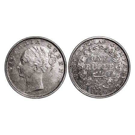 Victoria Queen, Silver, Rupee, 1840, CL, Bombay Mint, C/VI, English Head with completely m