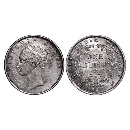 Victoria Queen, Silver, Rupee, 1840, CL, Bombay Mint, C/VI, English Head with completely m
