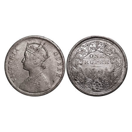 Victoria Queen, Silver, Rupee, 1862, Bombay Mint, A/II/2/4. GK 312. Fine+. Rare.