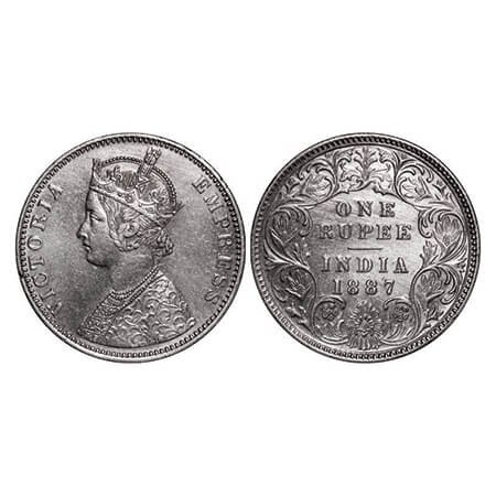 Victoria Queen, Silver, Rupee, 1887, Bombay Mint, C2/I(ii), 'B' raised. GK 533. Extremely 