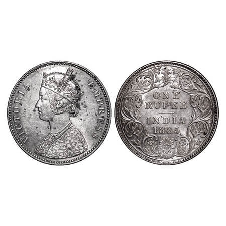 Victoria Empress, Silver, Rupee, 1885, Bombay Mint, A3/I, 'B' raised. GK 503. Almost Uncir