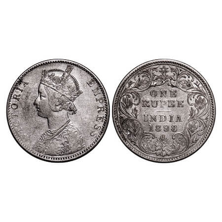 Victoria Empress, Silver, Rupee, 1898, Bombay Mint, C2/I(ii), 'B' incused, Traces of numer