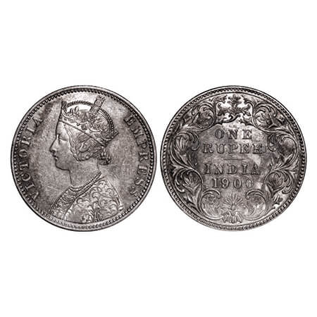 Victoria Empress, Silver, Rupee, 1900, Bombay Mint, A3(i)/I(ii), 'B' incused. GK 589. Abou