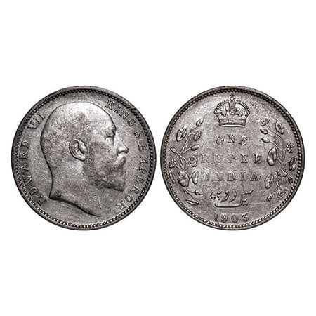 Edward VII, Silver, Rupee, 1903, Bombay Mint, 'B' raised and no dot. GK 925. Extremely Fin
