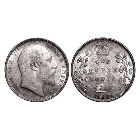 Edward VII, Silver, Rupee, 1903, Bombay Mint, 'B' incused, Dot, Few scratches on Rev, With