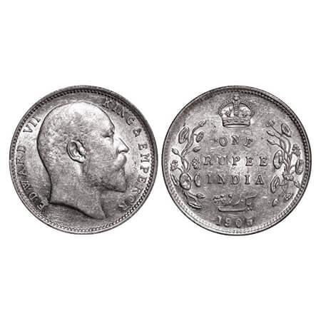 Edward VII, Silver, Rupee, 1905, Bombay Mint, 'B' incused and dot, Top stroke of numeral 5