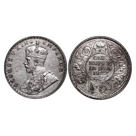 George V, Silver, Rupee, 1922, Bombay Mint, Dot. GK 1044. Extremely Fine+. Scarce.