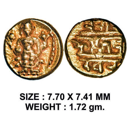 Vijayanagara kingdom, possibly issued by Venkata II, 1586-1614 AD, Gold Pratapa (Half Vara