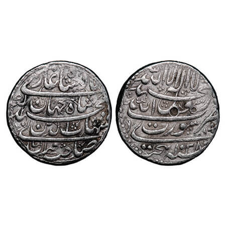 Shah Jahan I, Silver Rupee, 11.41g, Surat Mint, AH 1038/Ahad (1) RY, legend in four lines.