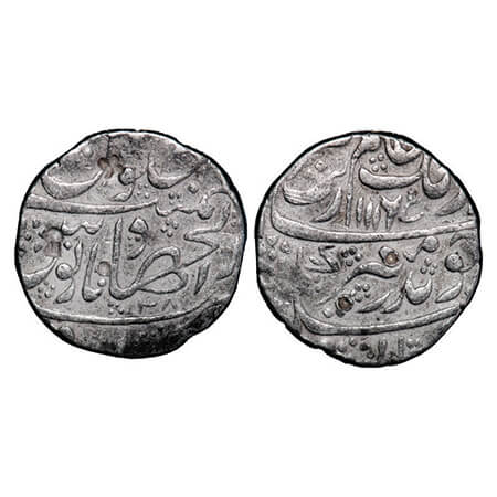 Aurangzeb, Silver Rupee, 11.48g, Dar Al Jihad Hyderabad Mint, AH 1116/48 RY, Persian "Ain'