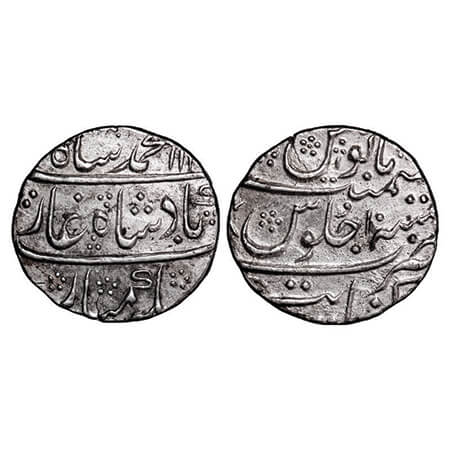 Muhammad Shah, Silver Rupee, 11.51g, Khambayat Mint, AH 11XX/10 RY. KM 436.34. Extremely F