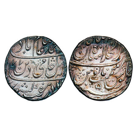 Shah Alam II, Silver Rupee, 11.30g, Dar us Khilafat Shahjahanabad Mint, AH (11)77/5 RY. KM