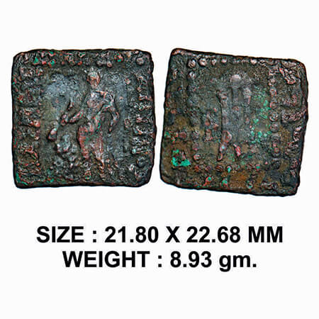 Indo-Greek, Apollodotus I (c. 180-160 BC), Square Copper Quadruple Unit, 8.93g, Obv: Apoll