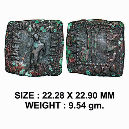 Indo-Greek, Apollodotus I (c. 180-160 BC), Square Copper Quadruple Unit, 9.54g, Obv: Apoll