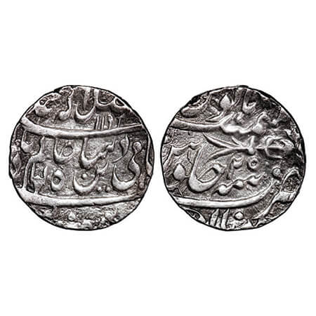 Bhopal, Silver Rupee, 11.11g, INO Shah Alam II, AH 1192/25 RY, Obv: Dagger below Alam, Rev