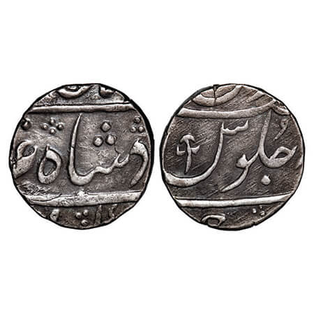 Broach, Silver Rupee, 11.38g, Bharuch Mint, INO Shah Alam II, scimitar mint mark. Very Fin