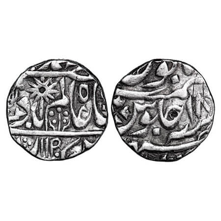 Chhatarpur, Silver Rupee, 11.02g, Chhatarpur Mint, 18 RY (upside down and retrograde date 