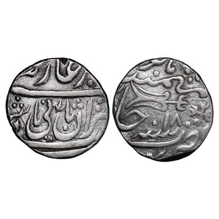 Gwalior, Silver Rupee, 10.88g, Daulat Rao Sindhia (1795-1827 AD), Basoda Mint, 18 RY, INO 