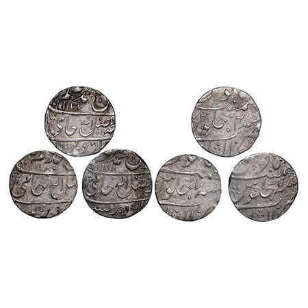 Gwalior, Silver Rupees (3 Coins), Mahadji Rao Sindhia ( AH 1175-1209/1761-1794 AD), Gwalio