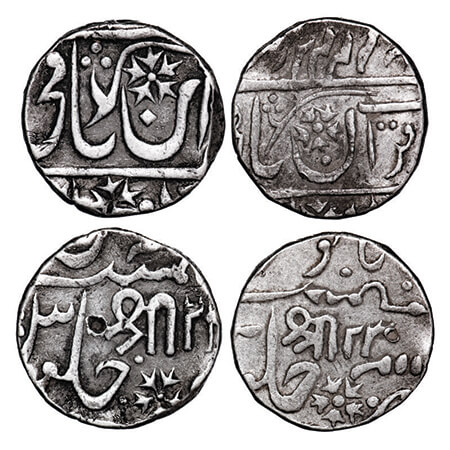 Gwalior, Silver Rupee (2 Coins), 10.94 & 11.05g, Baija Bai (AH 1243-1249, 1827-1833 AD), R