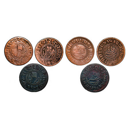 Jaora, Copper Paisa (3 Coins),Muhammad Ismail (AH1282-1313 / 1865-1895 AD), AH 1311 / VS 1
