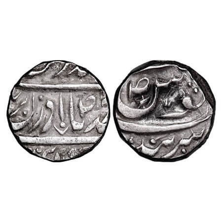Jind, Silver Rupee, 10.78g, Sangat Singh (1822-1834 AD), Sahrind Mint, Suad on obverse and