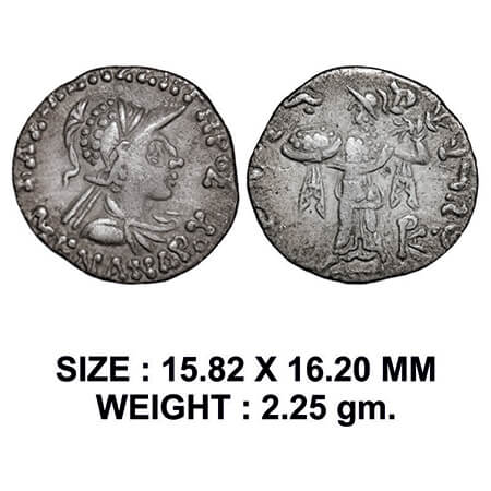 Indo Greek, Menander I (c. 160-145 BC), Silver Drachms, 2.25g, Obv: Diademed bust of king 