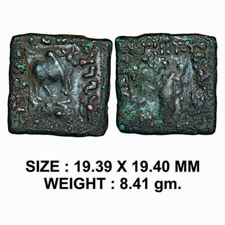 Indo-Greeks, Philoxenos (c. 110-80 BC), Copper Square Unit, 8.41g, Obv: City-Goddess stand