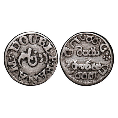Madras Presidency, Silver Double Fanam, 1.78g, (1807 AD First Issue), Obv: 'Do Falam' in P