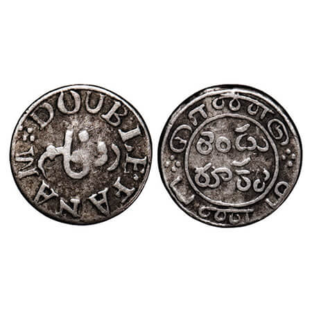 Madras Presidency, Silver Double Fanam, 1.80g, (1807 AD First Issue), Obv: 'Do Falam' in P