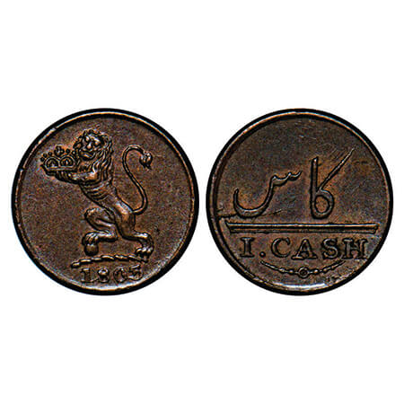 Madras Presidency, Copper Cash, 0.67g, 1803 AD, Struck at Soho Mint, Obv: The Company Cres