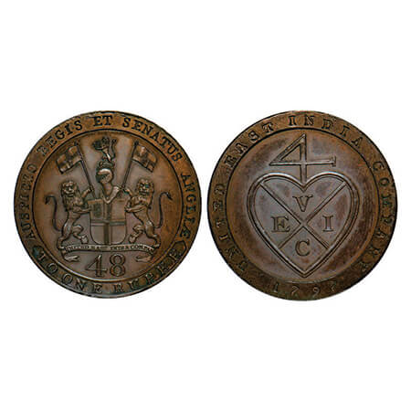 Madras Presidency, Copper Dub / 1/48 of Rupee Proof, 13.58g, Struck at Soho Mint, (1794 -1