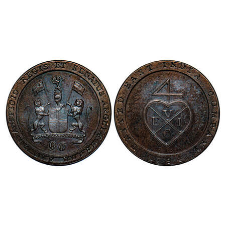 Madras Presidency, Copper ½ Dub / 1/96 of Rupee Proof, 7.01g, Struck at Soho Mint, (1794 -
