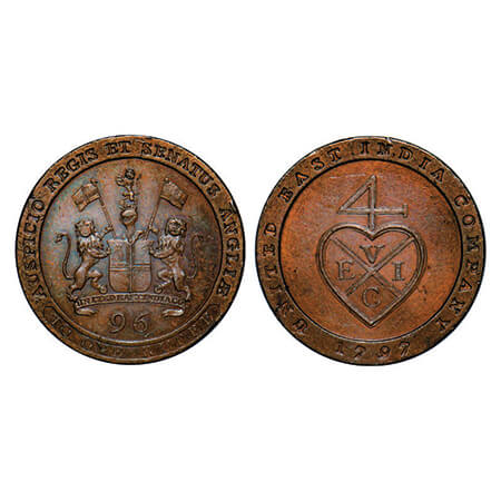 Madras Presidency, Copper ½ Dub / 1/96 of Rupee Proof, 6.68g, Struck at Soho Mint, (1794 -