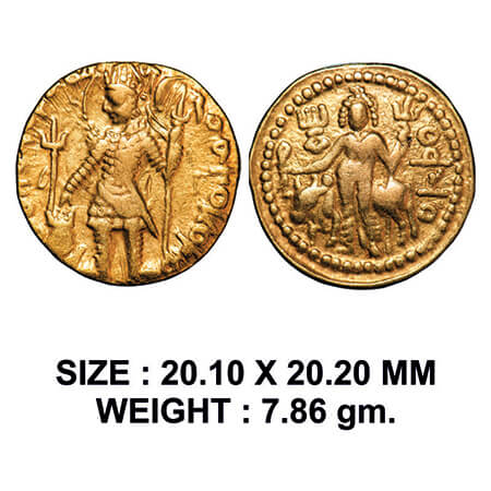 Kushans, Vasudeva II (c. 300-350 AD), Gold Dinar, 7.86g, Obv: King nimbate standing left, 
