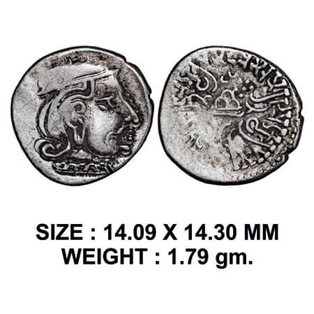 Western Kshatrapas, Kardamaka Dynasty, Damsena (c. 222-238 AD), son of Rudrasimha I, Silve