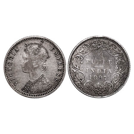 Victoria Empress, Silver, 1/4 Rupee, 1897, Bombay Mint, C(i)/I, 'B' incused. GK 731. Very 