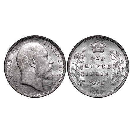 Edward VII, Silver, Rupee, 1903, Calcutta Mint, No mint mark. GK 924. Almost Uncirculated.