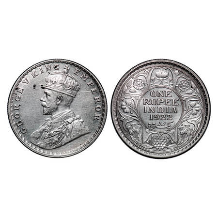 George V, Silver, Rupee, 1922, Bombay Mint, Dot. GK 1044. Extremely Fine+. Scarce.