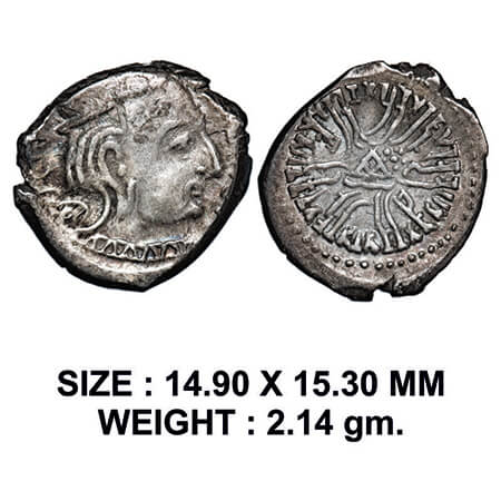 Western Kshatrapa, Svami Rudrasena III, (c. 348-378 AD) son of Svami Rudradaman II, Silver