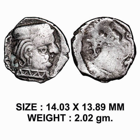 Western Kshatrapas, Silver Drachma, 2.02g, Error, Obverse Brockage, nice deep and complete