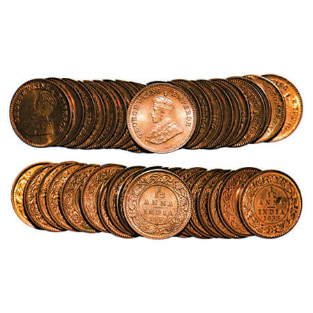 George V, Bronze, 1/12 Anna, (Lot of 23 coins), 1933, Calcutta Mint, No dot. GK 1249. Bril