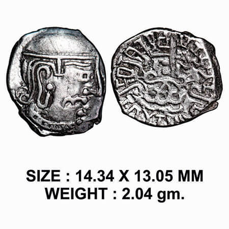 Guptas, Kumaragupta I (AD 414-455), Silver Drachma, Garuda type, 2.04g, Obv: Portrait of t