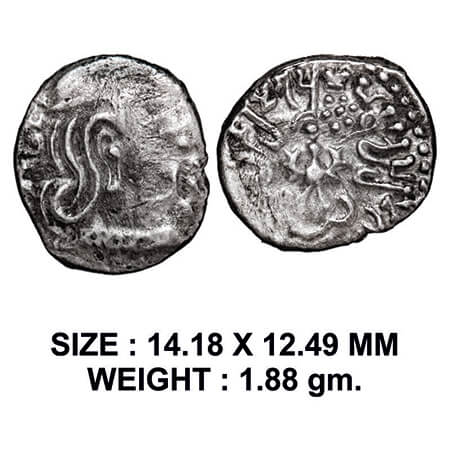 Guptas, Kumaragupta I (AD 414-455), Silver Drachma, GE 110, Garuda type, 1.88g, Obv: Portr