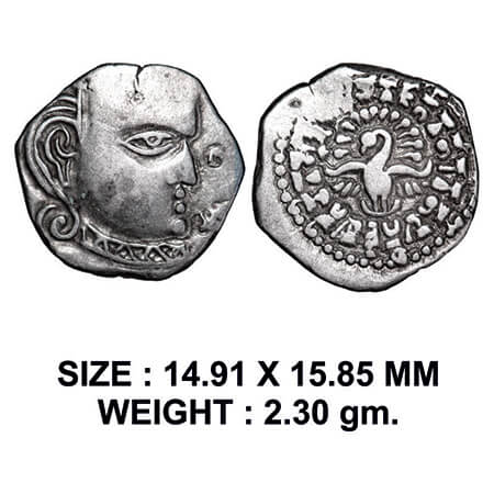 Guptas, Skandagupta (c. 455-480 AD), Madhyadehsa type, Silver Drachma, 2.30g, Obv: Bust of