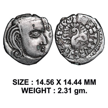 Guptas, Skandagupta (c. 455-480 AD), Madhyadehsa type, Silver Drachma, 2.31g, Obv: Bust of
