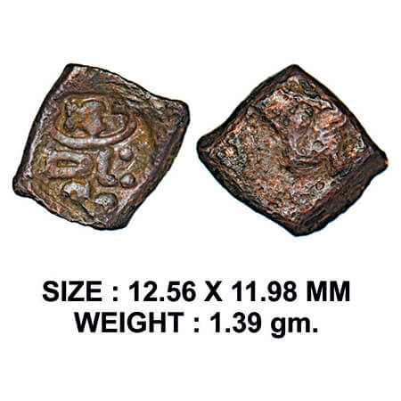 Rashtrakutas of Western India, Guna Tunga (c. 8th Century AD), Copper Unit, Obv: Traces of