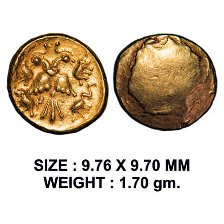 Vijaynagar Kingdom, Achyutadeva Raya (c. 1529-1542 AD), Gold ½ Pagoda, 1.70g, Obv: Gandabh
