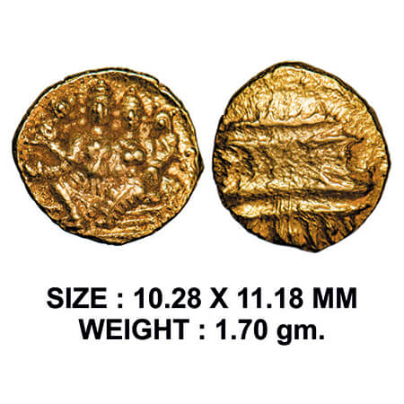 Vijayanagar Kingdom, Sadashiva Raya (1543-1570 AD), Gold ½ Pagoda, 1.70g, Obv: Vishnu and 
